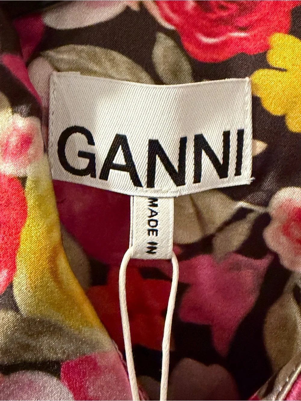GANNI Floral Print Ruched Mini Silk Dress size 2 reg $395 - Picture 7 of 10